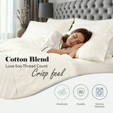 600 Thread Count Cotton Blend Bed Sheet Set - Imperia Embroidered Hem