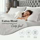 600 Thread Count Cotton Blend Bed Sheet Set - Imperia Embroidered Hem
