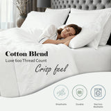 600 Thread Count Cotton Blend Bed Sheet Set - Imperia Embroidered Hem