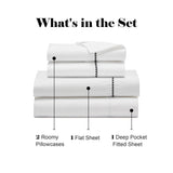 600 Thread Count Cotton Blend Bed Sheet Set - Imperia Embroidered Hem