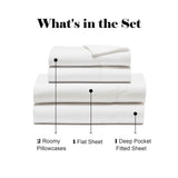 600 Thread Count Cotton Blend Bed Sheet Set - Imperia Embroidered Hem