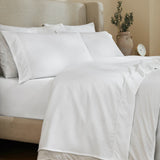 600 Thread Count Cotton Blend Bed Sheet Set - Imperia Embroidered Hem
