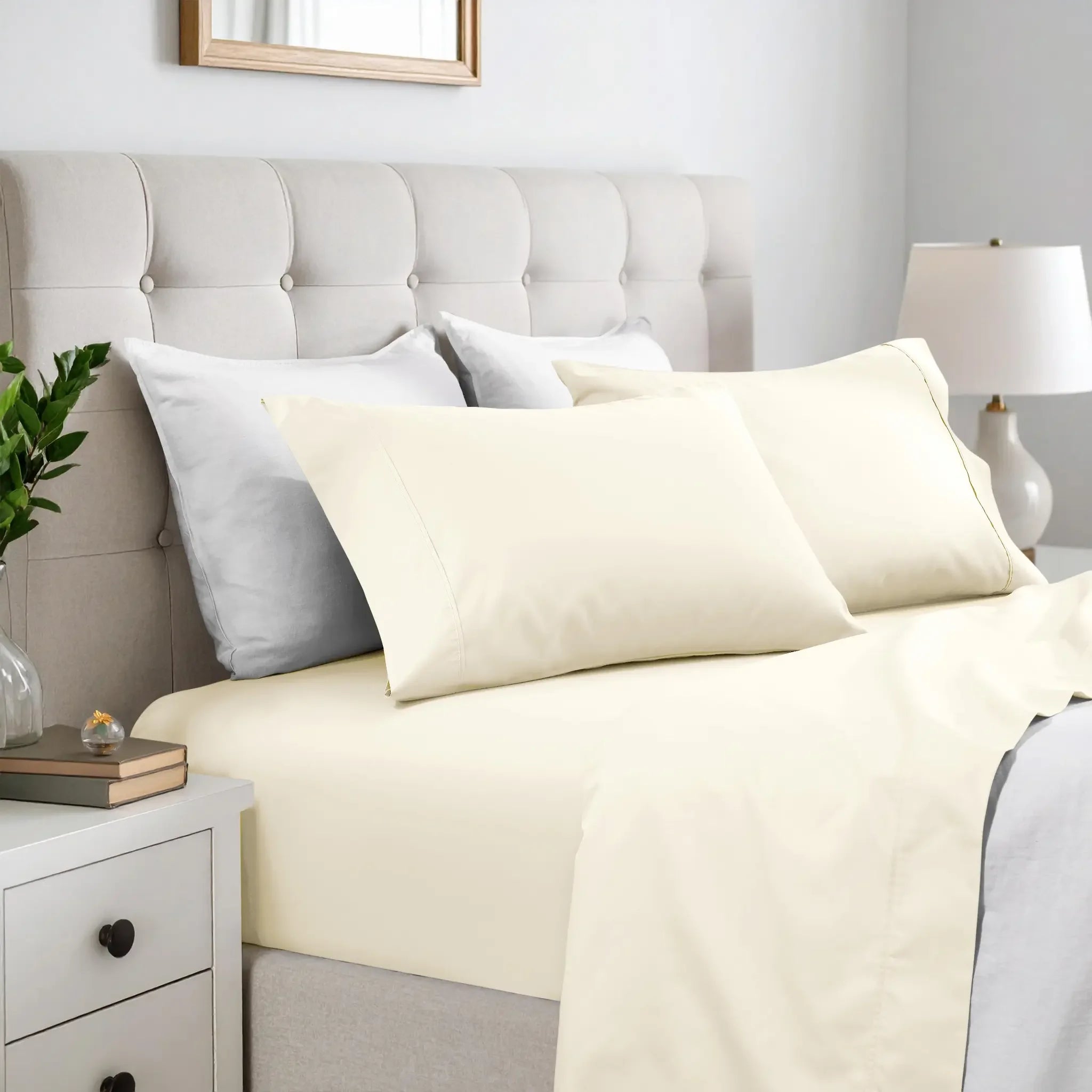 600 Thread Count Cotton Blend Bed Sheet Set Solid Deep Pocket