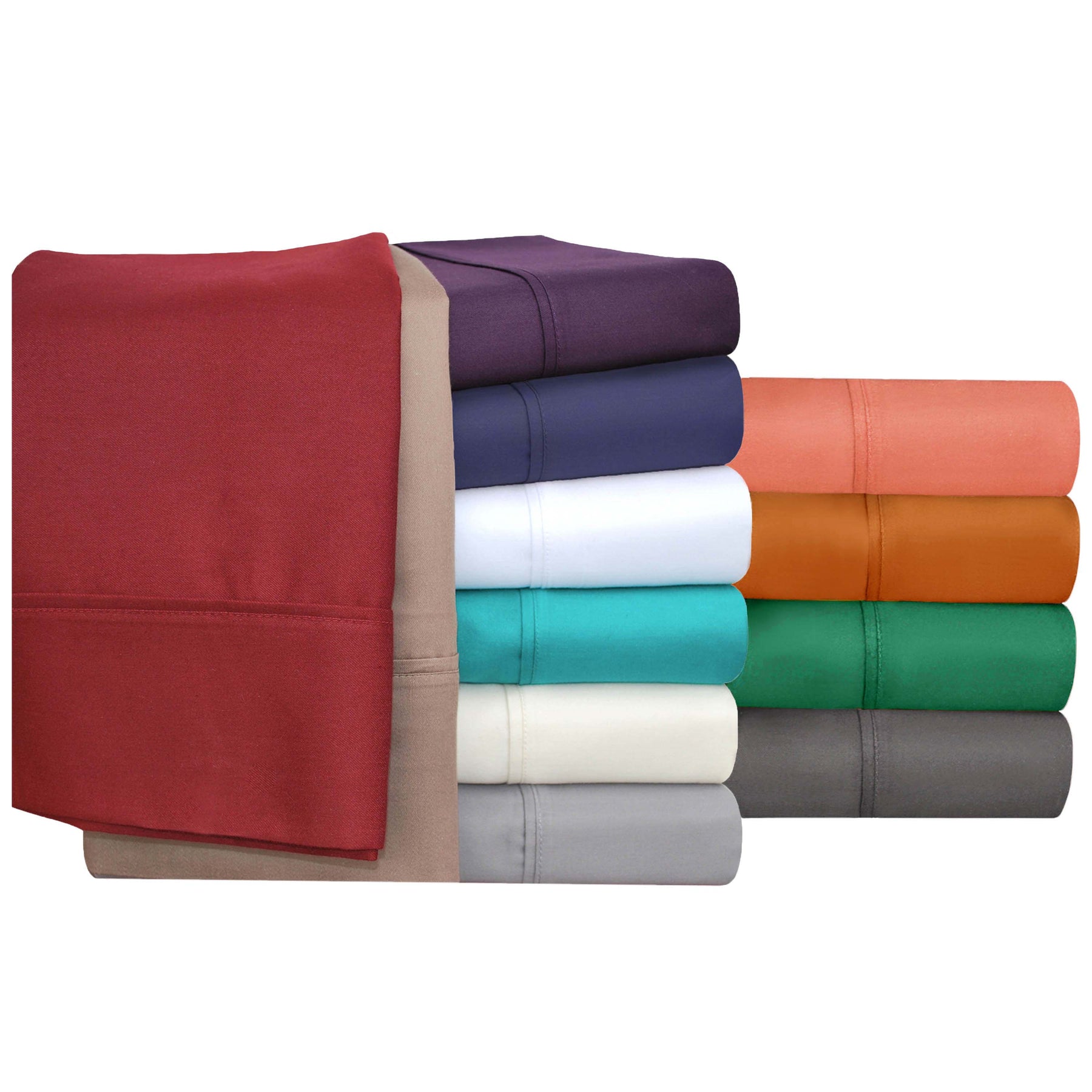 Superior Solid Single Pleat Cotton Blend 2-Piece Pillowcase Set -  Plum