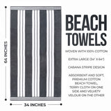 Striped Oversized Cabana Cotton Beach Towel Sets