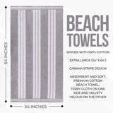 Striped Oversized Cabana Cotton Beach Towel Sets