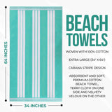 Striped Oversized Cabana Cotton Beach Towel Sets