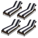 Superior Cabana Striped Cotton Chaise Lounge Chair Cover Set