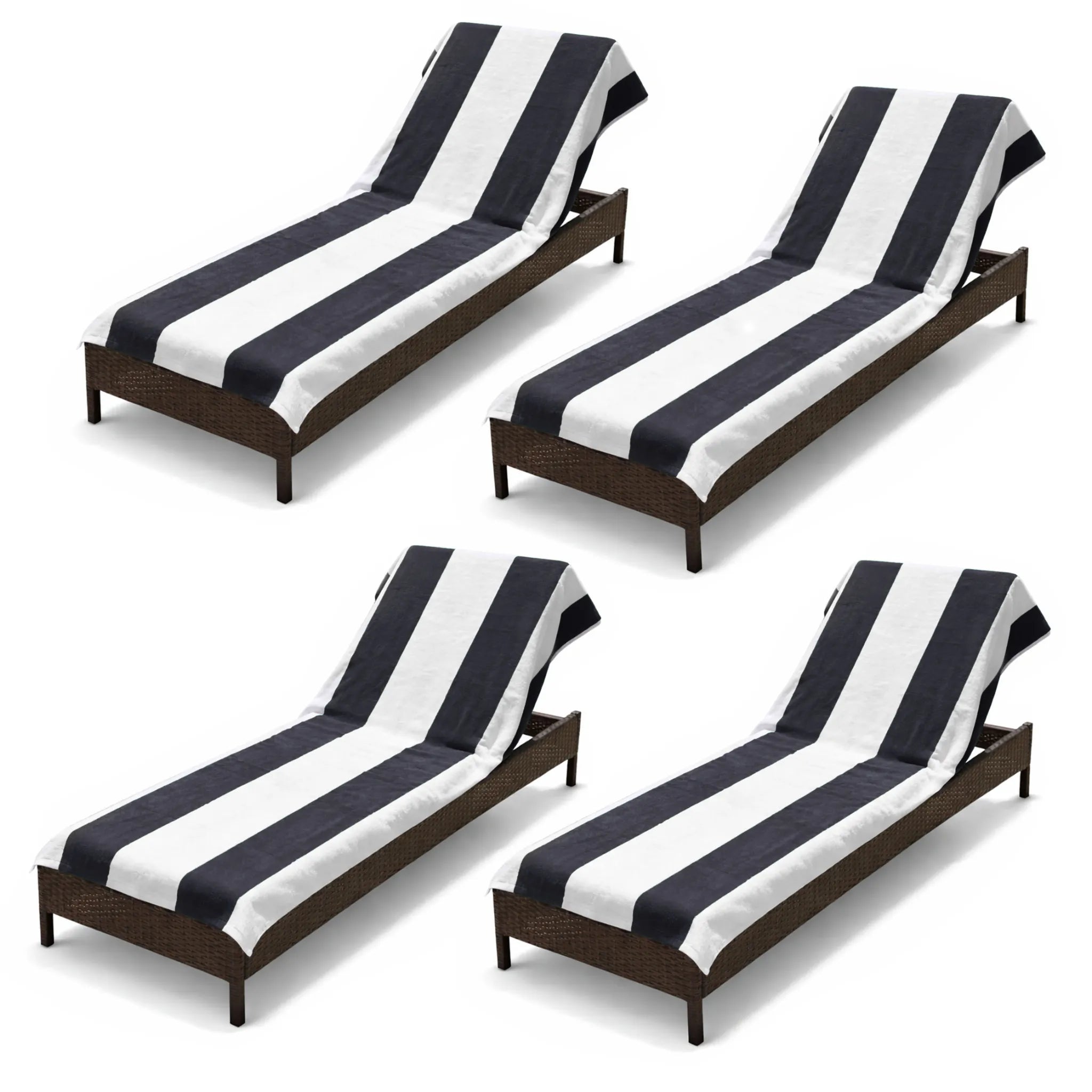 Superior Cabana Striped Cotton Chaise Lounge Chair Cover Set