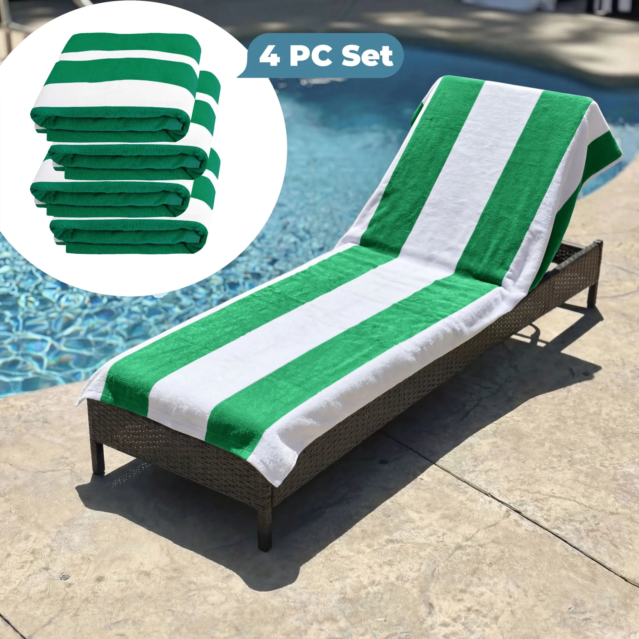 Superior Cabana Striped Cotton Chaise Lounge Chair Cover Set