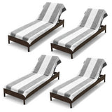 Superior Cabana Striped Cotton Chaise Lounge Chair Cover Set