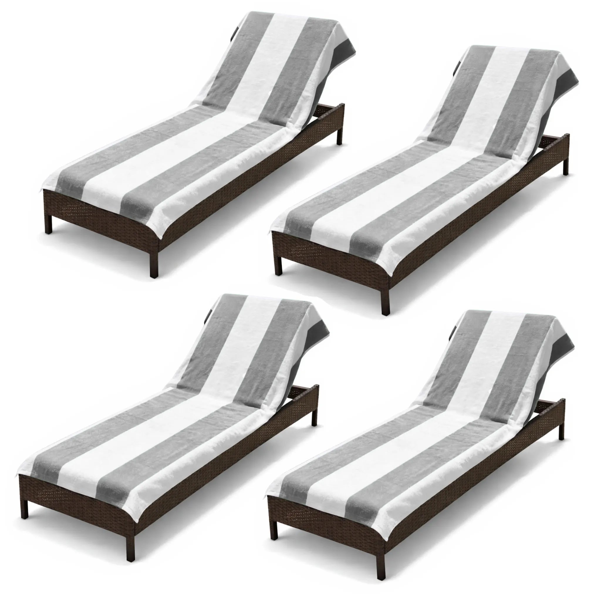Superior Cabana Striped Cotton Chaise Lounge Chair Cover Set