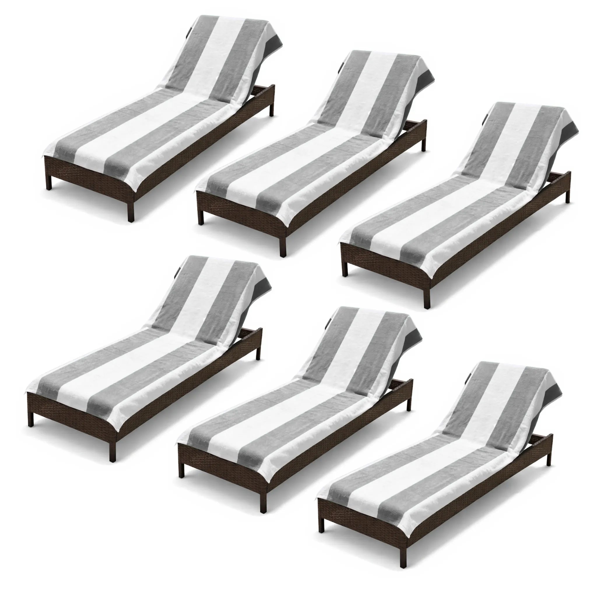 Superior Cabana Striped Cotton Chaise Lounge Chair Cover Set