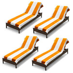 Superior Cabana Striped Cotton Chaise Lounge Chair Cover Set