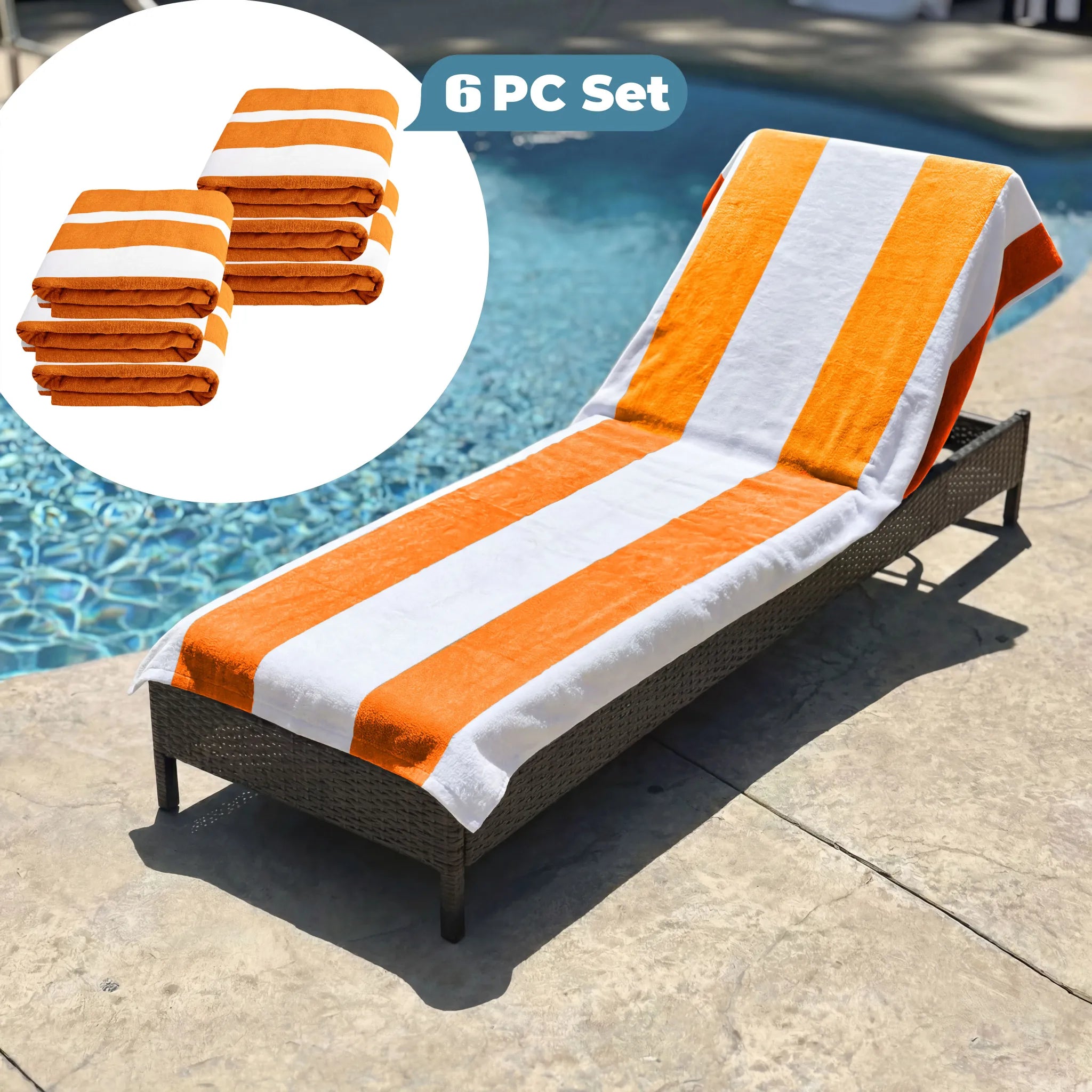 Superior Cabana Striped Cotton Chaise Lounge Chair Cover Set