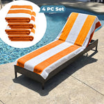 Superior Cabana Striped Cotton Chaise Lounge Chair Cover Set
