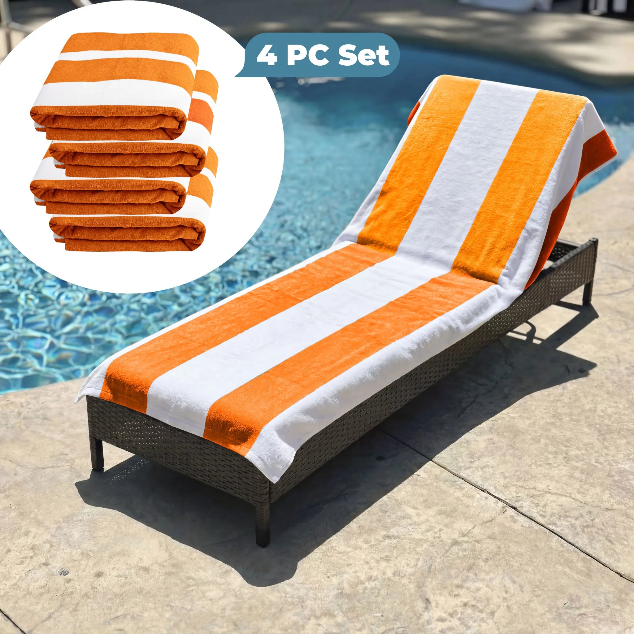 Superior Cabana Striped Cotton Chaise Lounge Chair Cover Set
