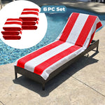 Superior Cabana Striped Cotton Chaise Lounge Chair Cover Set