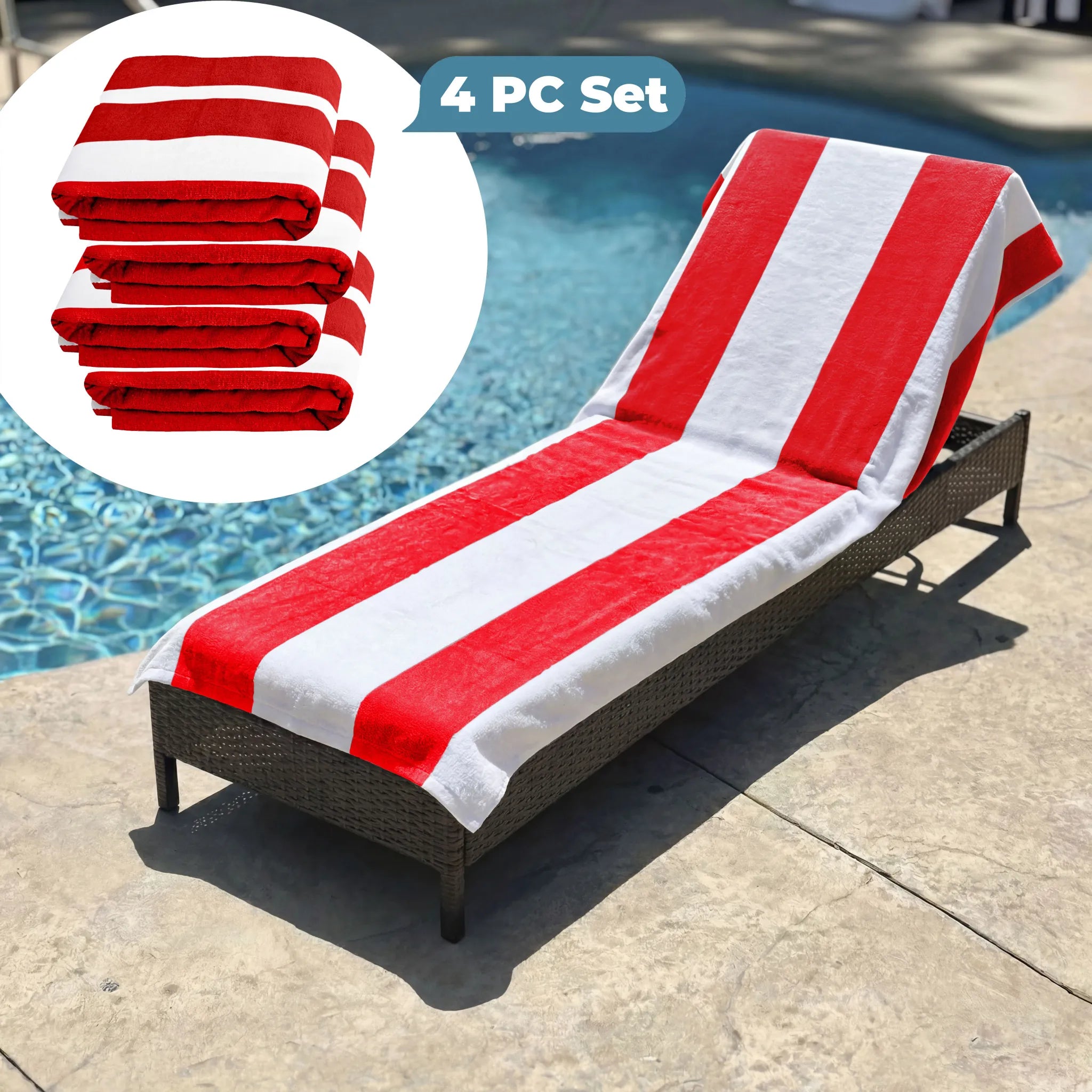 Superior Cabana Striped Cotton Chaise Lounge Chair Cover Set