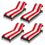 Superior Cabana Striped Cotton Chaise Lounge Chair Cover Set
