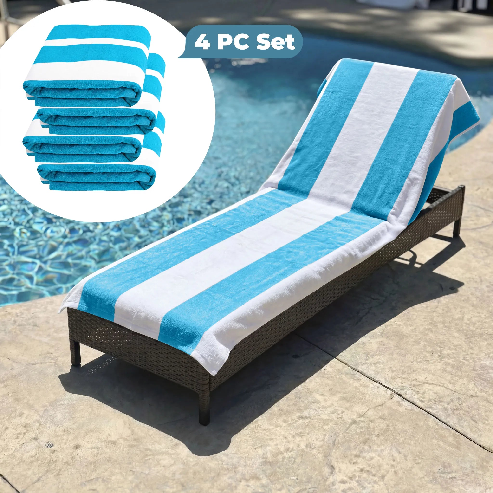 Superior Cabana Striped Cotton Chaise Lounge Chair Cover Set