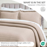 Lightweight Cotton Matelassé Bedspread Set Calvert Diamond Lattice Jacquard (3-Piece)