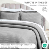 Lightweight Cotton Matelassé Bedspread Set Calvert Diamond Lattice Jacquard (3-Piece)