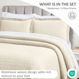 Lightweight Cotton Matelassé Bedspread Set Calvert Diamond Lattice Jacquard (3-Piece)