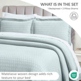 Lightweight Cotton Matelassé Bedspread Set Calvert Diamond Lattice Jacquard (3-Piece)