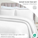 Lightweight Cotton Matelassé Bedspread Set Calvert Diamond Lattice Jacquard (3-Piece)