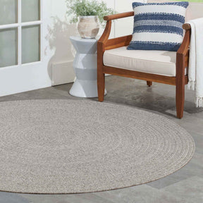 Bohemian Braided Indoor Outdoor Rugs Solid Round Area Rug - Canvas