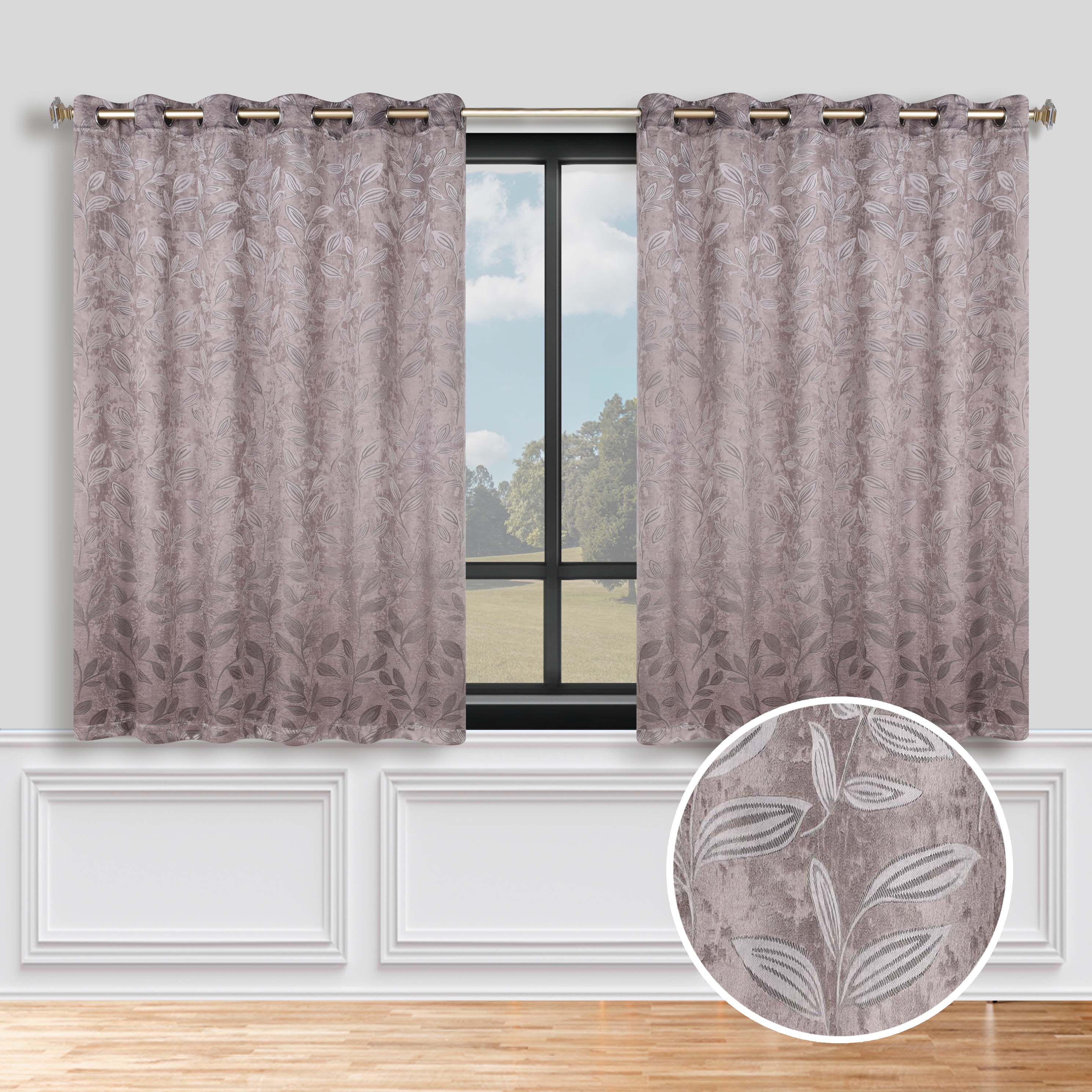 Leaves Room Darkening Grommet Blackout Curtain Panels, Set of 2 - Blackout Curtains by Superior Brand