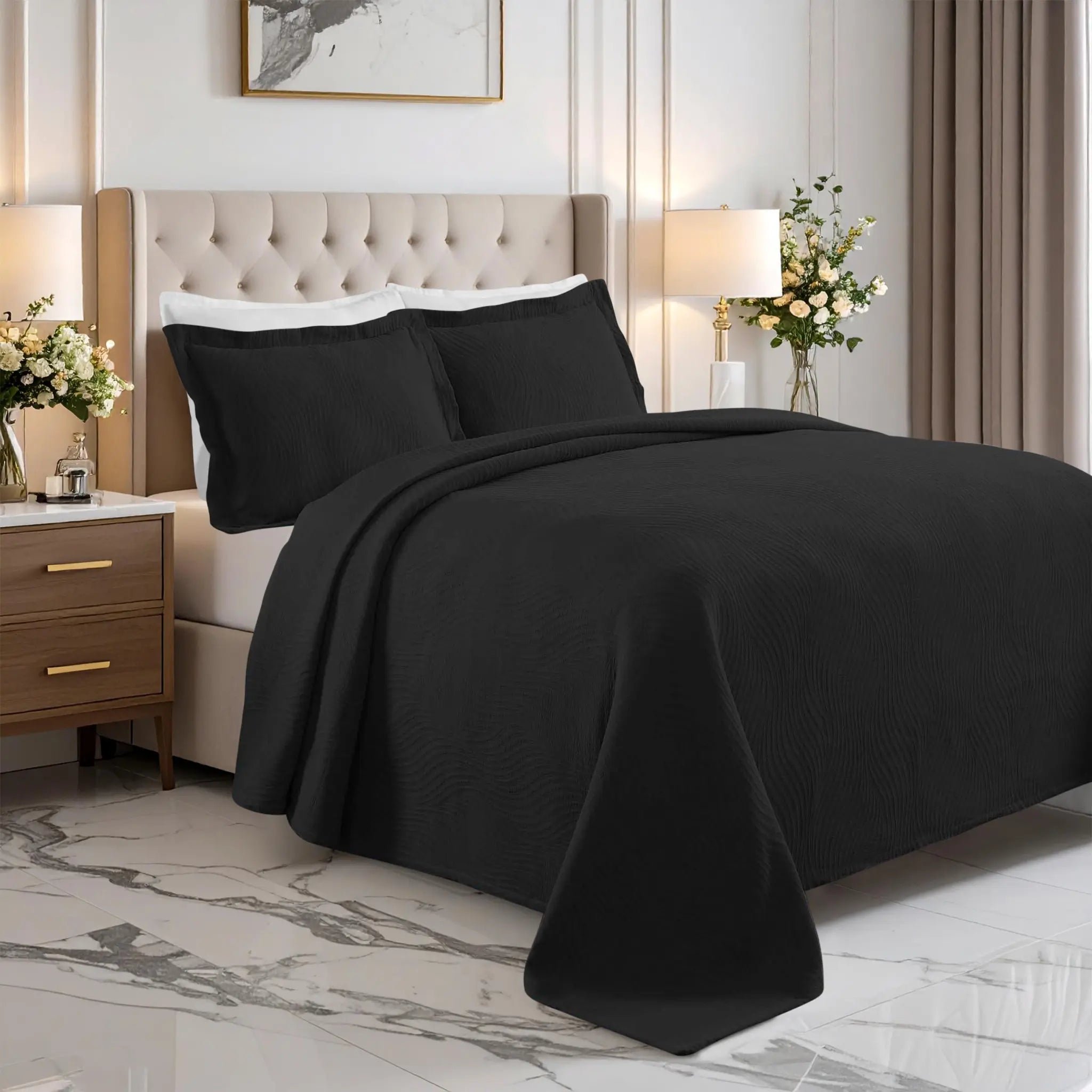Cascade Cotton Jacquard Matelassé 3-Piece Bedspread Set