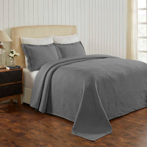 Cascade Cotton Jacquard Matelasse 3-Piece Bedspread Set - Grey
