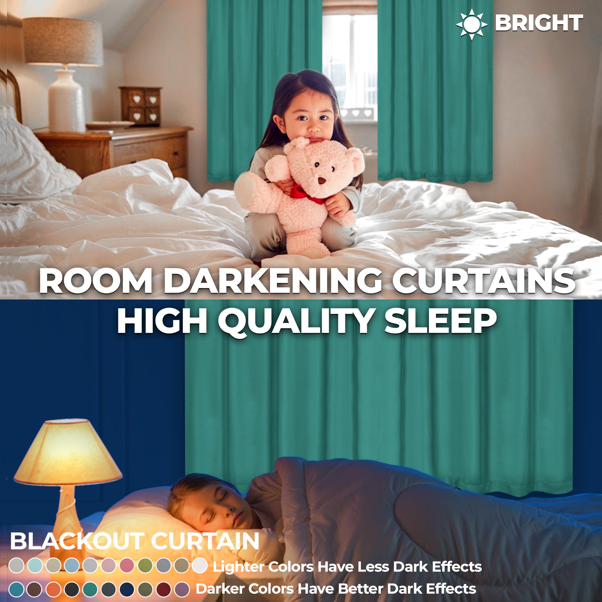 Solid Room Darkening Rod Pocket Blackout Curtain Panels, Set of 2 - Blackout Curtains by Superior