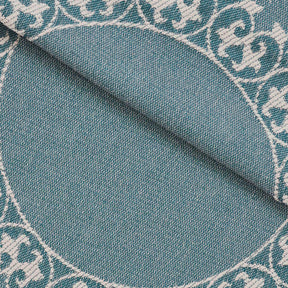 Superior Lyron Cotton Blend Woven Jacquard Vintage Floral Scroll Lightweight Bedspread and Sham Set - Cerulean Blue