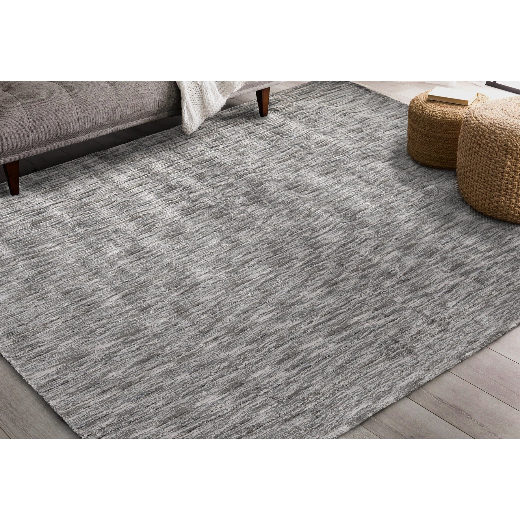 Superior Chalkboard Hand-Woven Viscose Modern Abstract Indoor Area Rug, 5 ft. x 8 ft - Grey