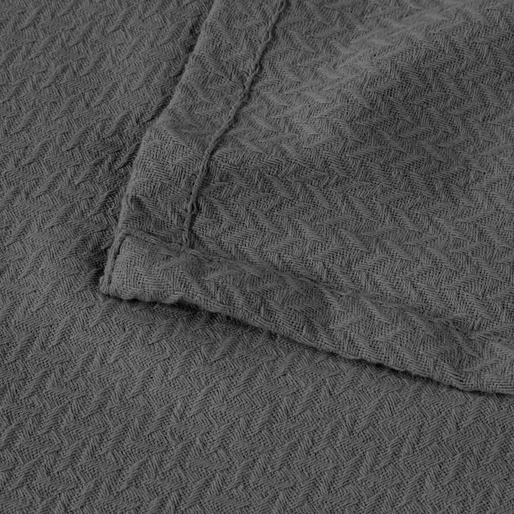 Nobel Cotton Textured Jacquard Chevron Lightweight Woven Blanket - Charcoal
