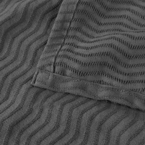 Jena Cotton Textured Chevron Lightweight Woven Blanket - Charcoal