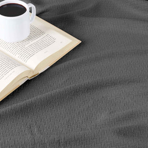 Nobel Cotton Textured Jacquard Chevron Lightweight Woven Blanket - Charcoal