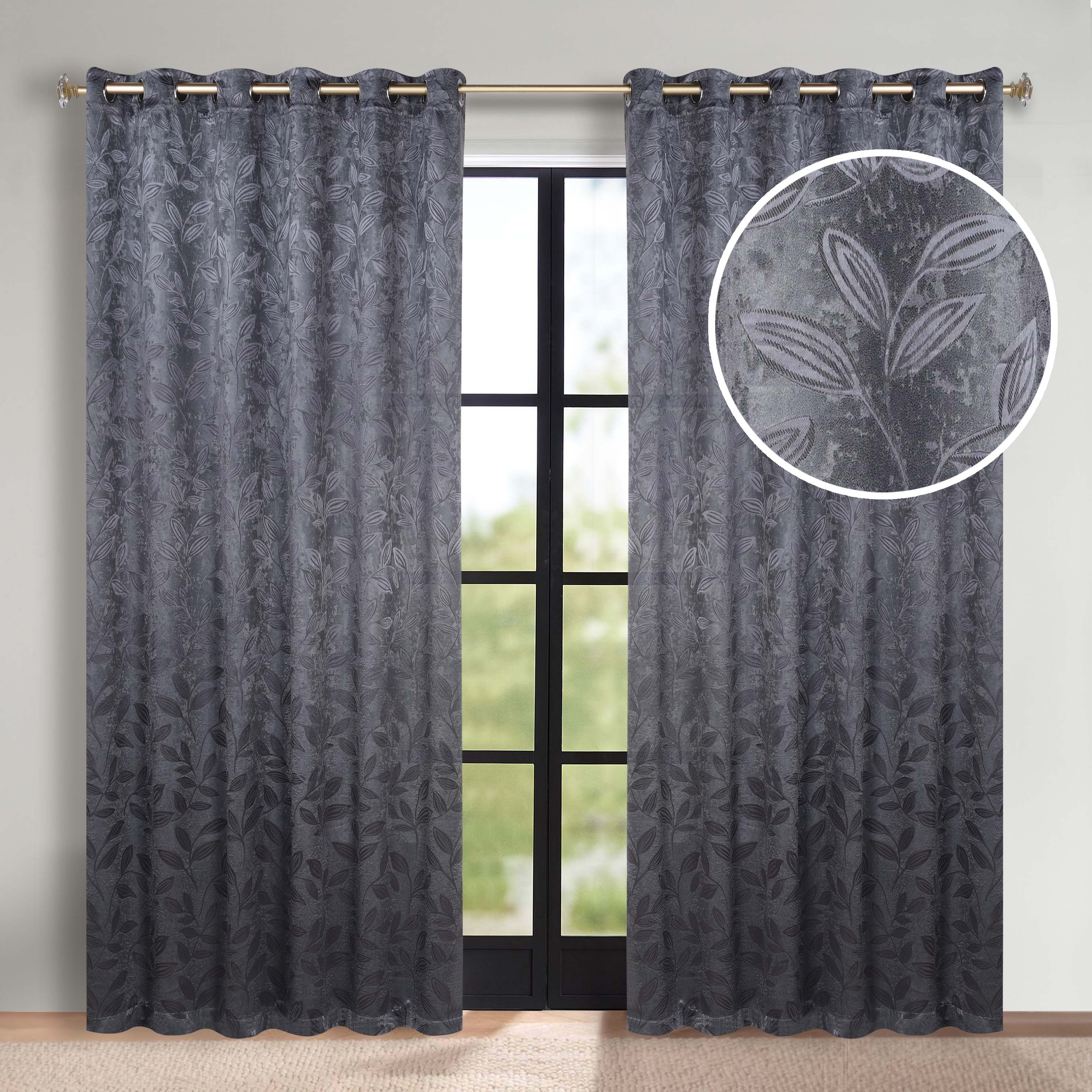 Leaves Room Darkening Grommet Blackout Curtain Panels, Set of 2 - Blackout Curtains by Superior Brand
