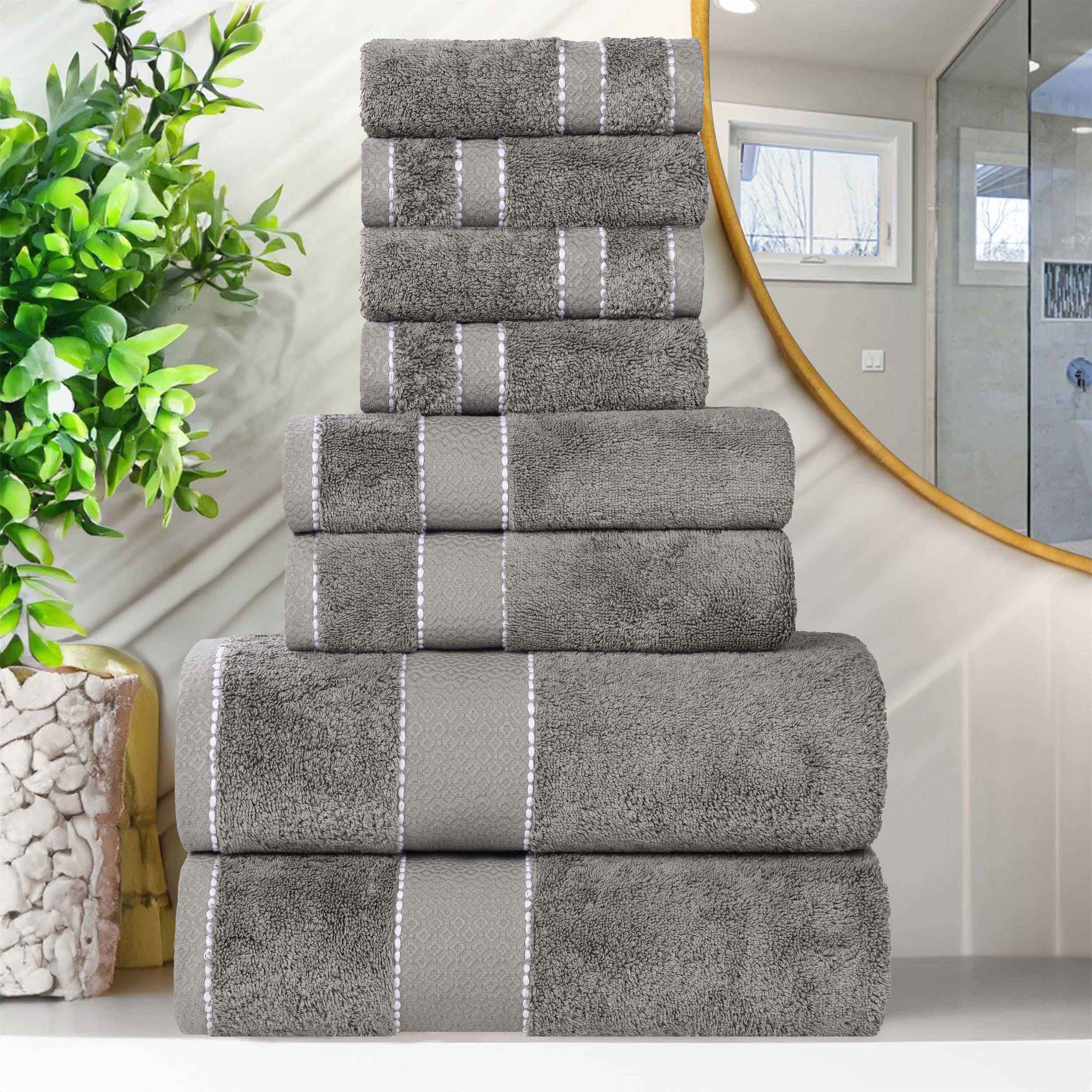 Egyptian Giza Cotton Plush Soft Towel Set 8 Piece - Egyptian Cotton Towel Set by Superior Brand