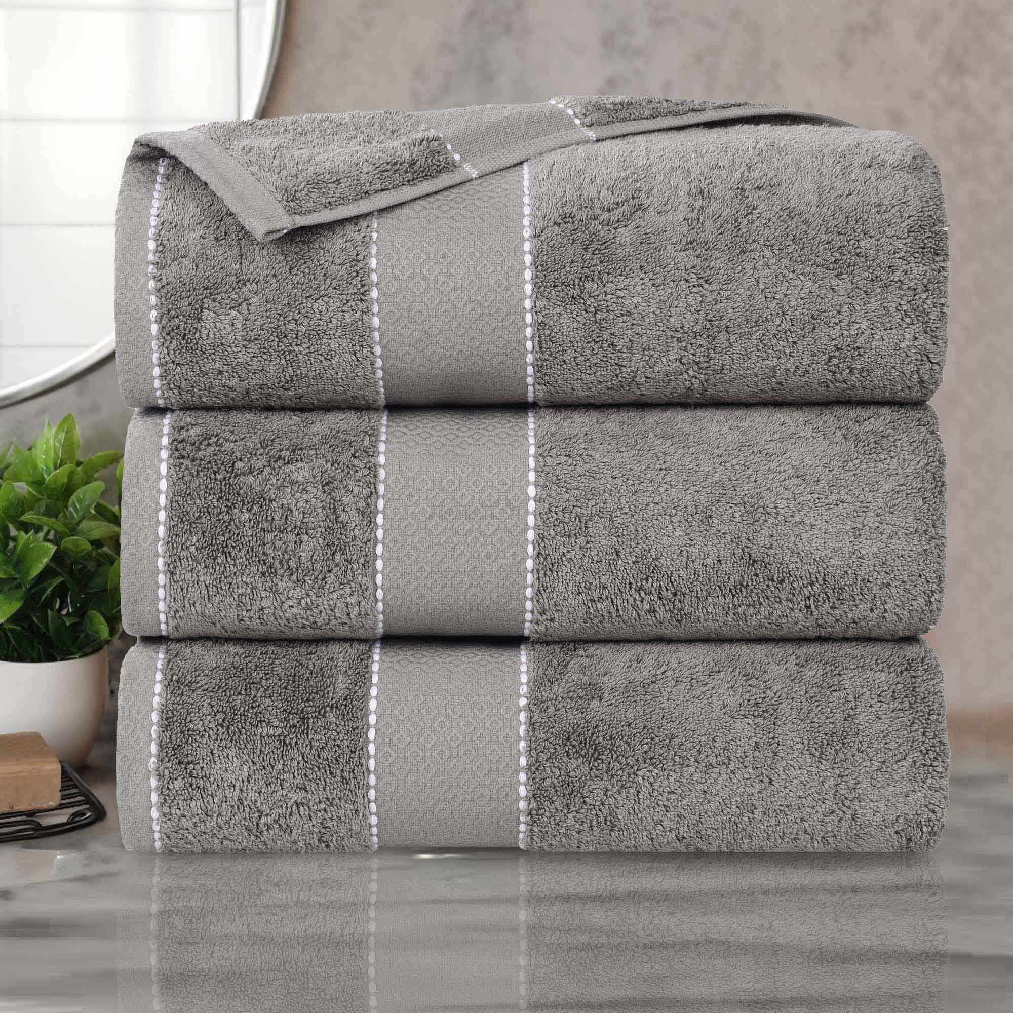 Giza Cotton Plush Absorbent Bath Towel Set of 3 - Egyptian Cotton Bath Towel by Superior Brand