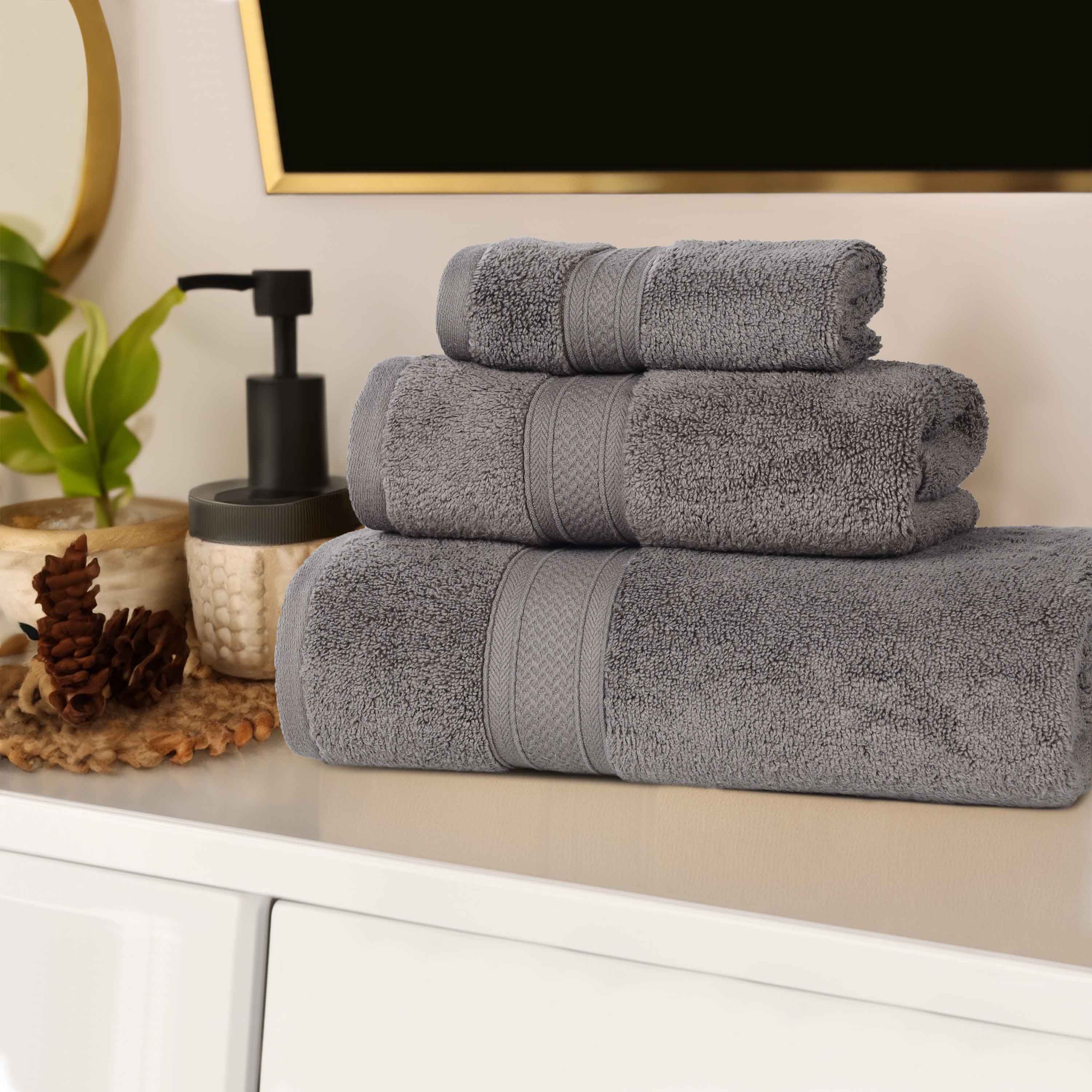 Chevron Zero Twist Solid Soft Absorbent Cotton 3 Piece Towel Set - Towel Set by Superior Brand