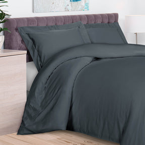 100% Rayon From Bamboo 300 Thread Count Solid Duvet Cover Set - Charcoal