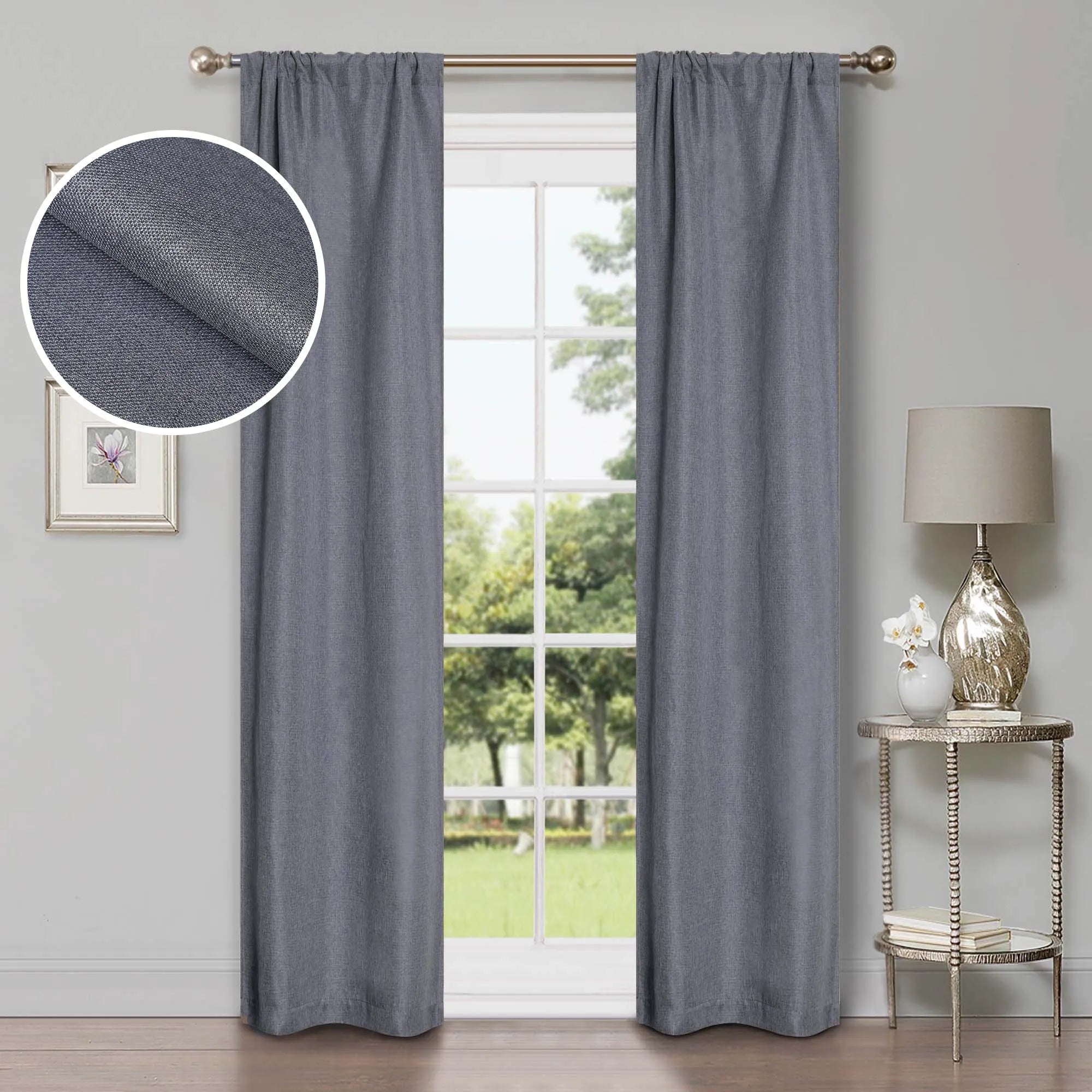 Linen Pattern Washable Room Darkening Blackout Curtains, Set of 2 - Blackout Curtains by Superior Brand