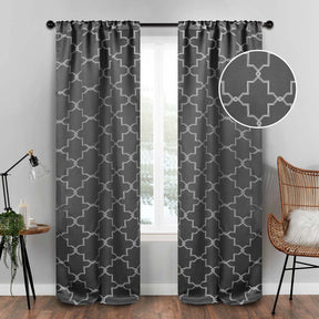 Superior Imperial Trellis Blackout Curtain Set of 2 Panels - Charcoal