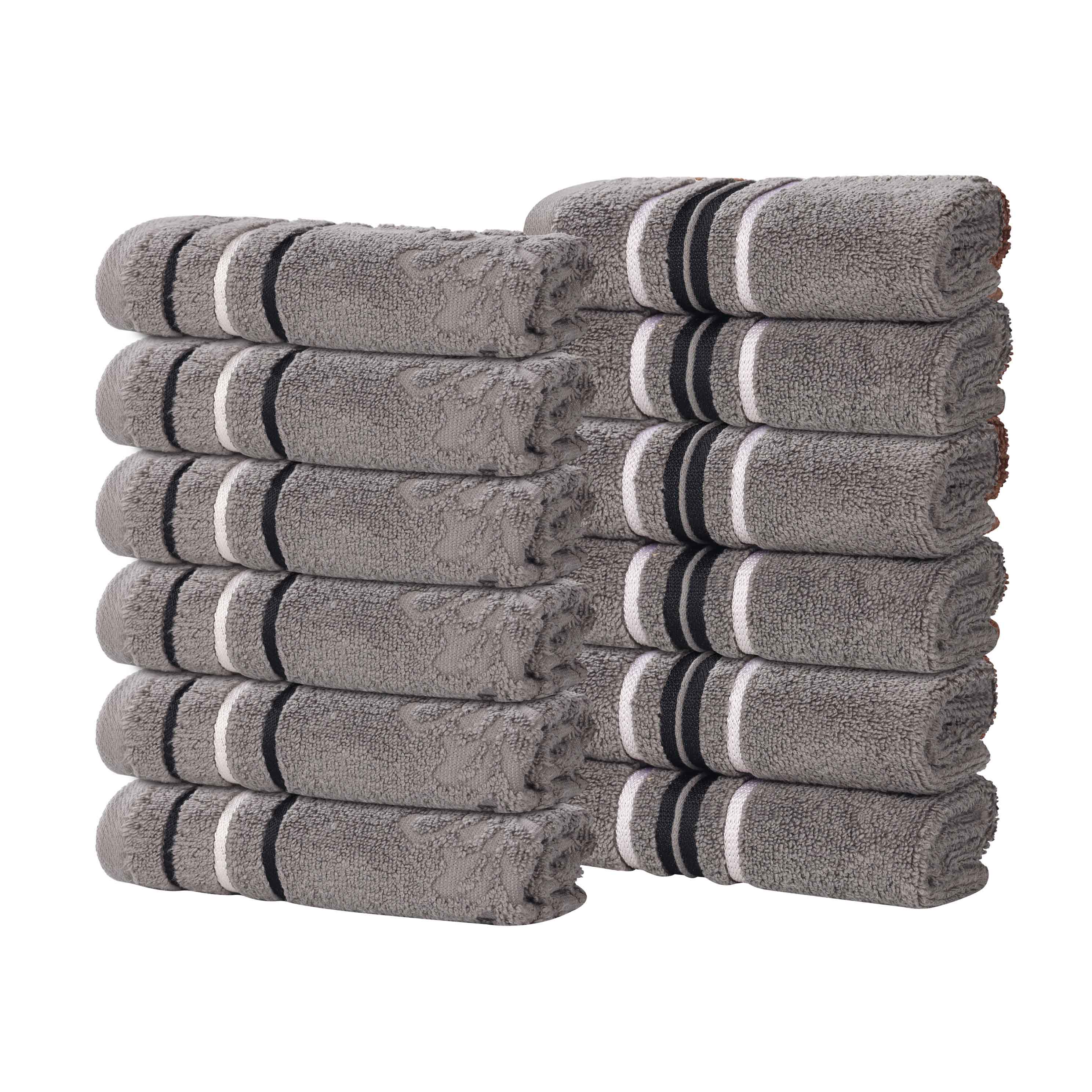 Sadie Zero Twist Cotton Solid and Jacquard Floral Face Towel Set of 12 - Face Towel by Superior Brand