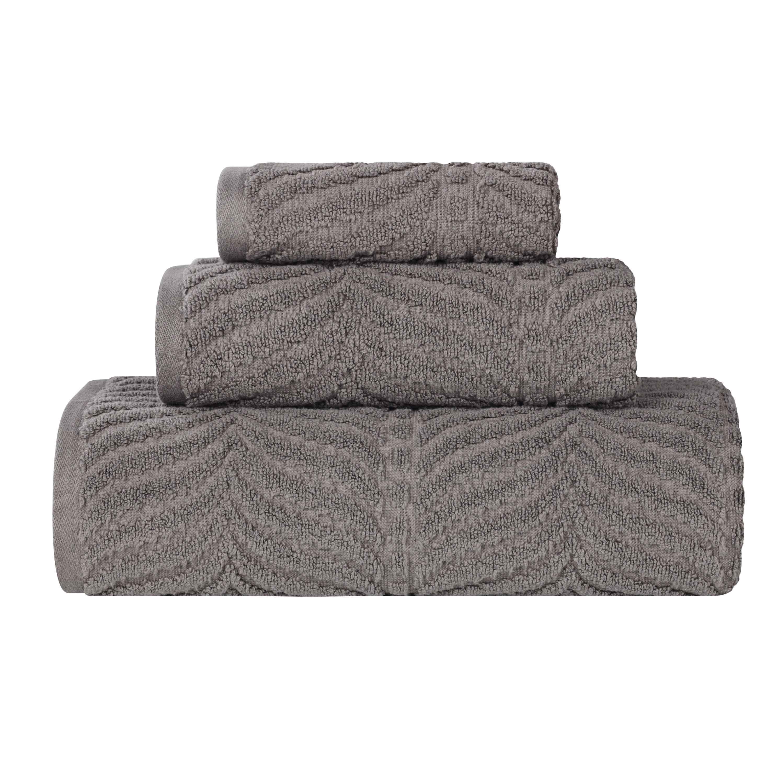 Chevron Zero Twist Jaquard Cotton 3 Piece Bathroom Towel Set - Towel Set by Superior Brand
