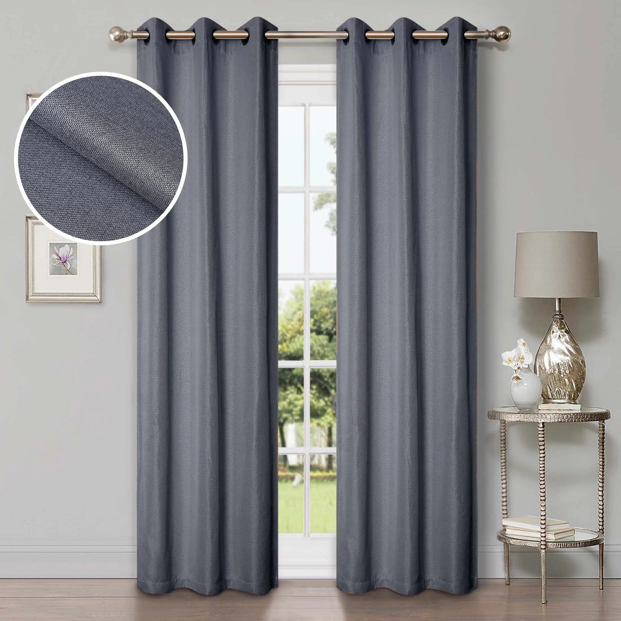 Linen Pattern Washable Room Darkening Blackout Curtains, Set of 2 - Blackout Curtains by Superior Brand